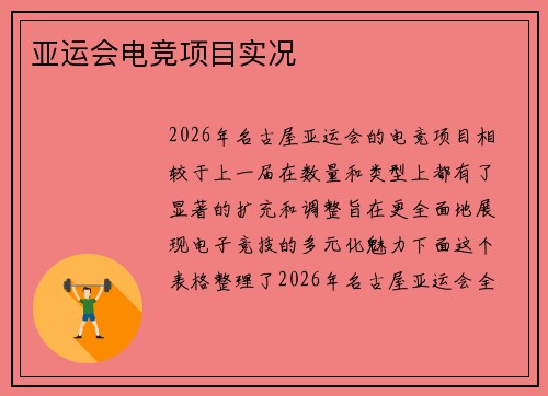 亚运会电竞项目实况